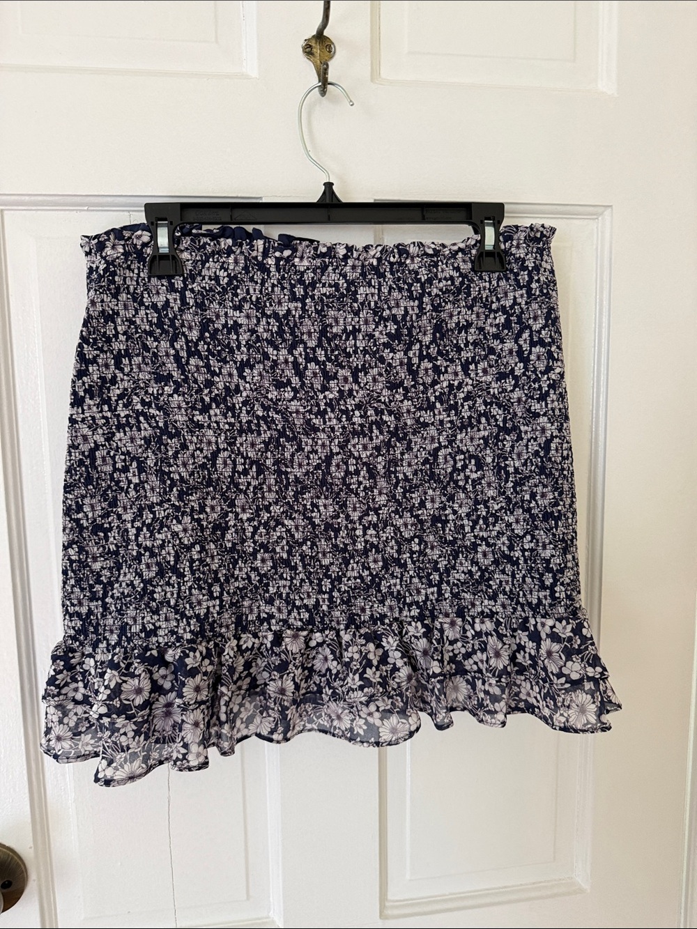 1. State Navy and White Floral Smocked Mini Skirt